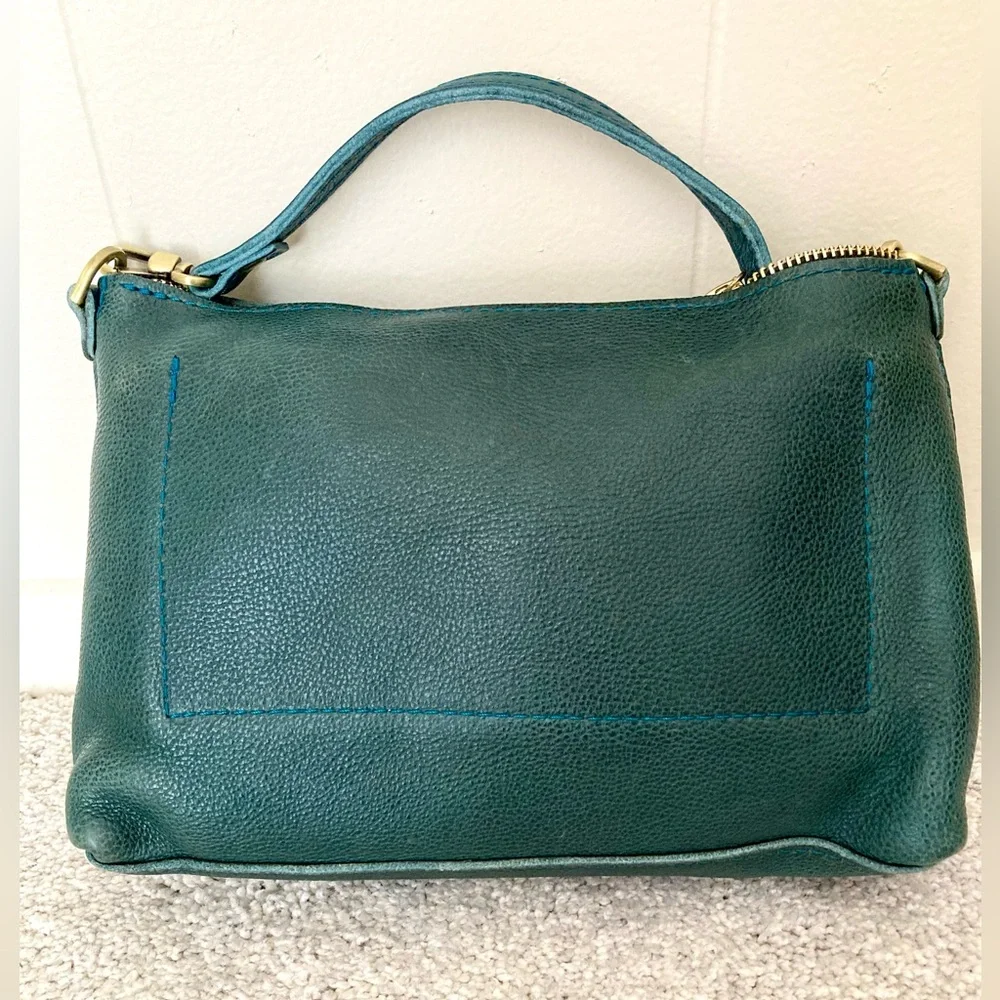 Portland Leather PLG Poppy Lagoon Teal Green Pebbled Leather Crossbody Bag Purse